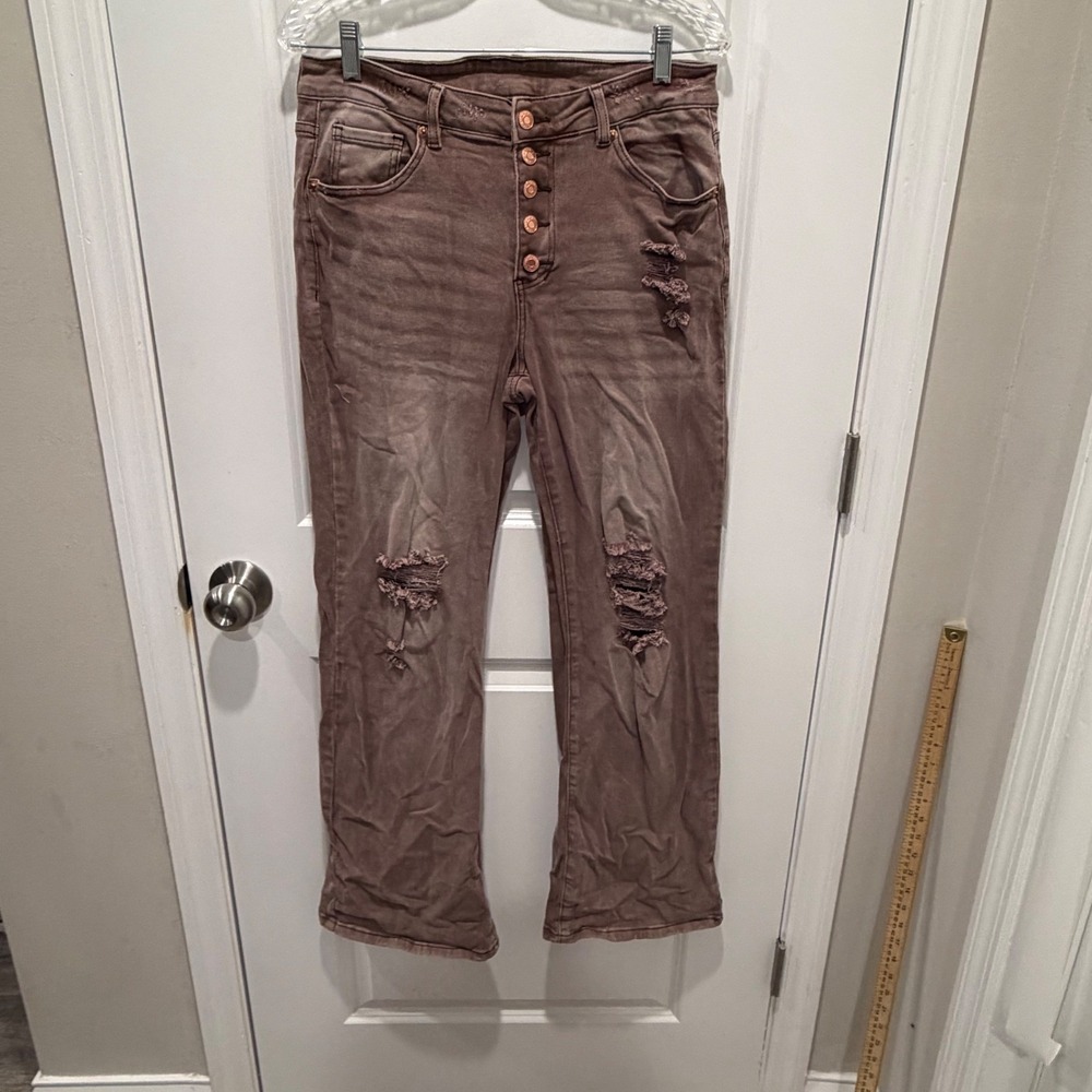 Unbranded Women Jeans Distressed Button Fly Mauve Size L